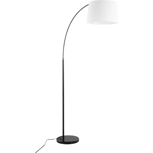 March Floor Lamp in Black Marble, Black Metal & White Linen Shade
